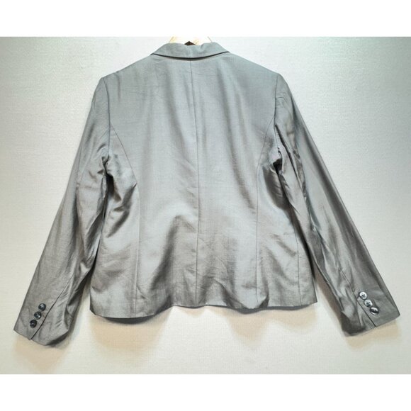Talbots Womens One-Button Blazer Jacket Size 10 Gray Silk Blend Formal Classic - Picture 9 of 12
